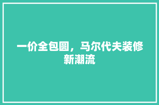 一价全包圆，马尔代夫装修新潮流 材料设备