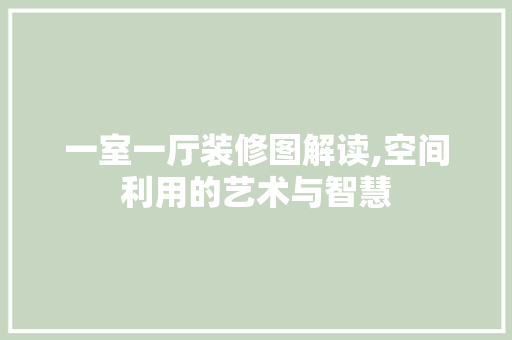 一室一厅装修图解读,空间利用的艺术与智慧 材料设备