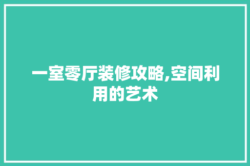 一室零厅装修攻略,空间利用的艺术 常见问题