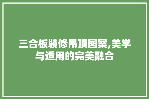 三合板装修吊顶图案,美学与适用的完美融合 施工工艺