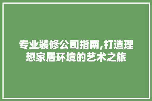 专业装修公司指南,打造理想家居环境的艺术之旅 新型材料