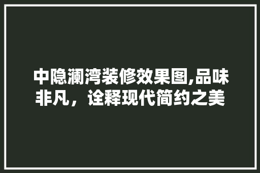 中隐澜湾装修效果图,品味非凡，诠释现代简约之美 施工工艺