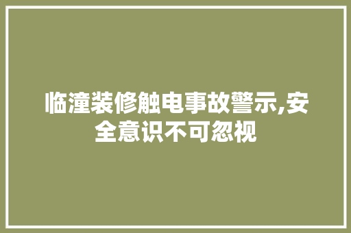 临潼装修触电事故警示,安全意识不可忽视 常见问题