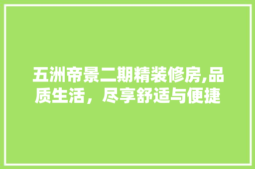 五洲帝景二期精装修房,品质生活，尽享舒适与便捷 常用设备