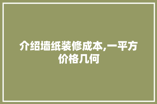 介绍墙纸装修成本,一平方价格几何 常用设备