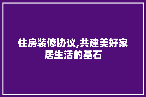 住房装修协议,共建美好家居生活的基石 施工工艺