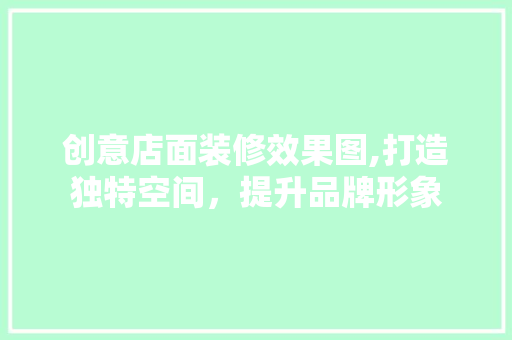 创意店面装修效果图,打造独特空间，提升品牌形象 住宅建筑设计