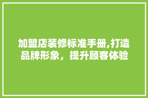 加盟店装修标准手册,打造品牌形象，提升顾客体验 设计原则
