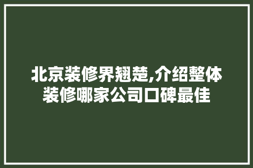 北京装修界翘楚,介绍整体装修哪家公司口碑最佳 常用设备