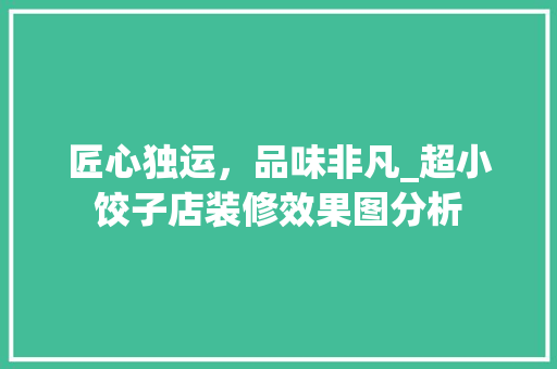 匠心独运，品味非凡_超小饺子店装修效果图分析 施工工艺