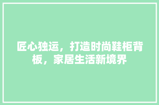 匠心独运，打造时尚鞋柜背板，家居生活新境界 施工管理