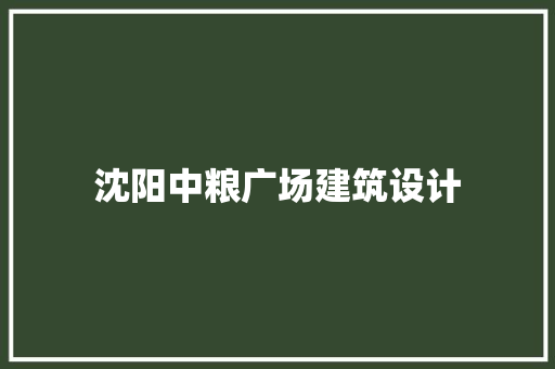 沈阳中粮广场建筑设计 知识问答