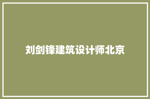 刘剑锋建筑设计师北京 施工技术