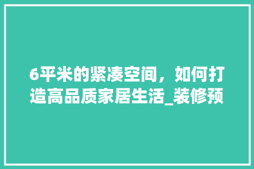 6平米的紧凑空间，如何打造高品质家居生活_装修预算与方法分析 施工工艺