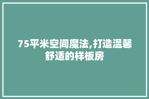 75平米空间魔法,打造温馨舒适的样板房 常用建材