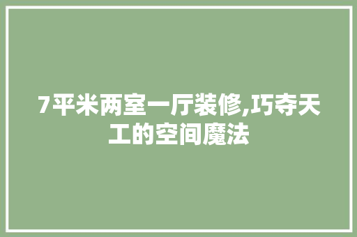 7平米两室一厅装修,巧夺天工的空间魔法 施工技术