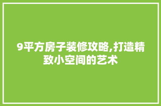9平方房子装修攻略,打造精致小空间的艺术 新型材料