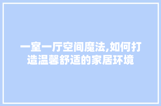 一室一厅空间魔法,如何打造温馨舒适的家居环境 施工管理