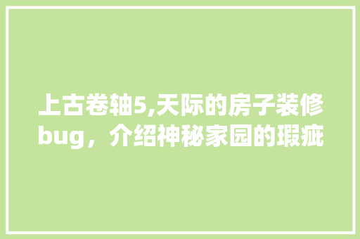 上古卷轴5,天际的房子装修bug，介绍神秘家园的瑕疵之美 新型材料