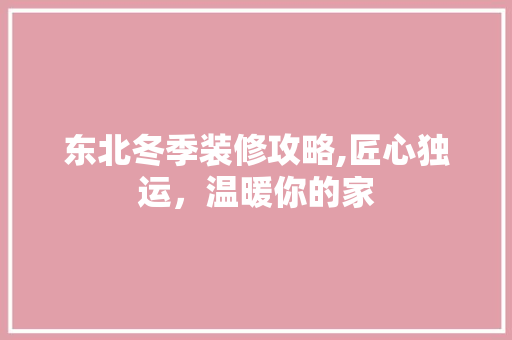 东北冬季装修攻略,匠心独运，温暖你的家 施工技术