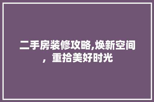 二手房装修攻略,焕新空间，重拾美好时光 施工工艺