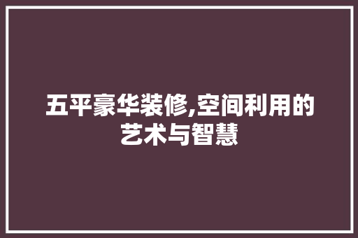 五平豪华装修,空间利用的艺术与智慧 住宅建筑设计