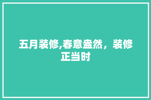 五月装修,春意盎然，装修正当时 常用设备