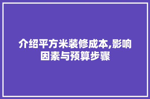 介绍平方米装修成本,影响因素与预算步骤 常用设备