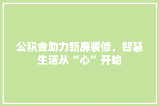 公积金助力新房装修，智慧生活从“心”开始 常用设备