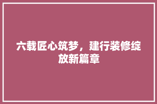 六载匠心筑梦，建行装修绽放新篇章 知识问答