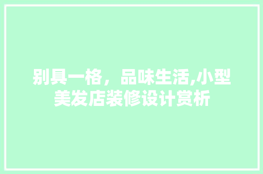 别具一格，品味生活,小型美发店装修设计赏析 常见问题