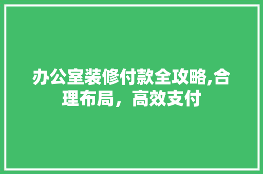 办公室装修付款全攻略,合理布局，高效支付 公共建筑设计