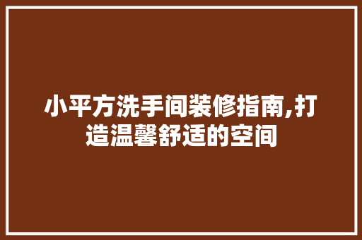 小平方洗手间装修指南,打造温馨舒适的空间 常见问题