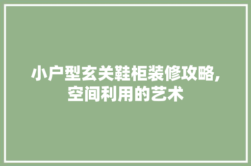 小户型玄关鞋柜装修攻略,空间利用的艺术 新型材料