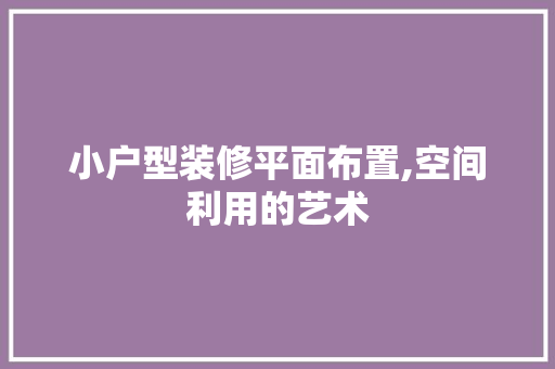小户型装修平面布置,空间利用的艺术 住宅建筑设计
