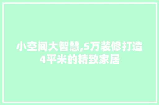 小空间大智慧,5万装修打造4平米的精致家居 住宅建筑设计