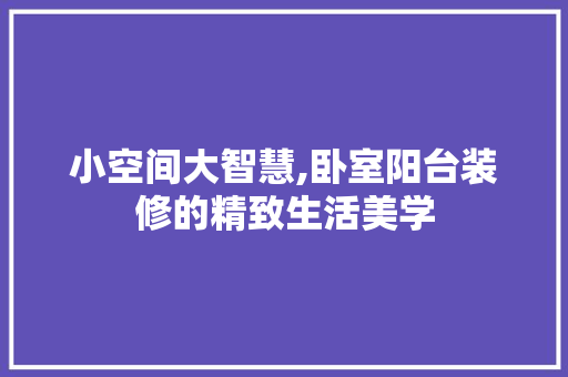 小空间大智慧,卧室阳台装修的精致生活美学 施工工艺