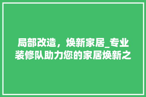 局部改造，焕新家居_专业装修队助力您的家居焕新之旅 施工管理
