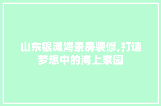 山东银滩海景房装修,打造梦想中的海上家园 施工管理