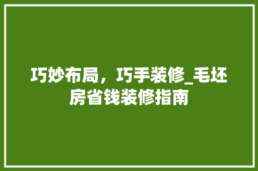 巧妙布局，巧手装修_毛坯房省钱装修指南 施工技术