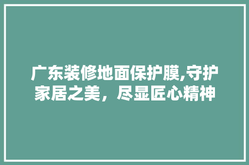 广东装修地面保护膜,守护家居之美，尽显匠心精神 材料设备