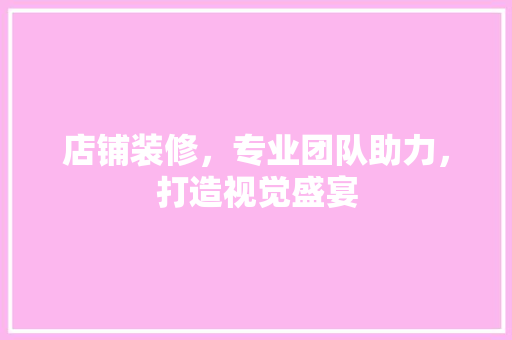店铺装修，专业团队助力，打造视觉盛宴 住宅建筑设计