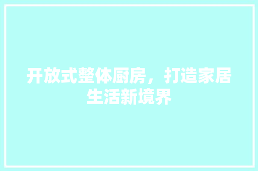 开放式整体厨房，打造家居生活新境界 设计原则