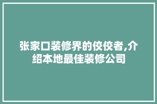 张家口装修界的佼佼者,介绍本地最佳装修公司 工艺流程
