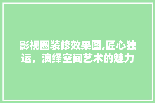 影视圈装修效果图,匠心独运，演绎空间艺术的魅力 材料设备