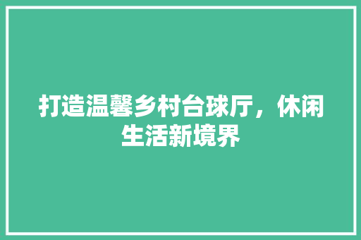 打造温馨乡村台球厅，休闲生活新境界 施工技术