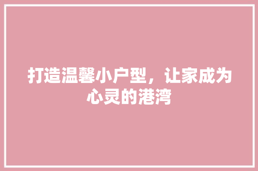 打造温馨小户型，让家成为心灵的港湾 建筑设计