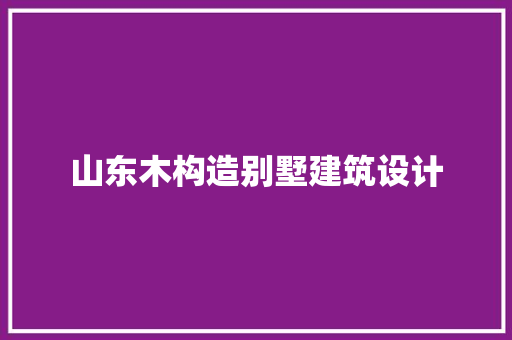 山东木构造别墅建筑设计 建筑设计