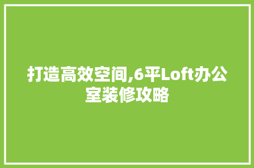打造高效空间,6平Loft办公室装修攻略 施工工艺