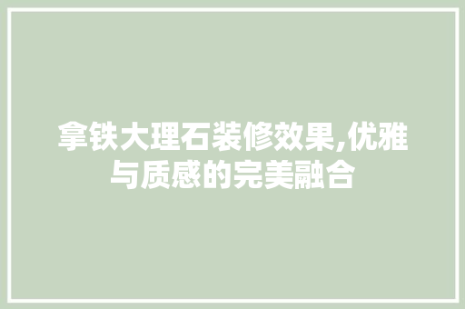 拿铁大理石装修效果,优雅与质感的完美融合 常用建材